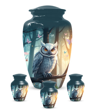 Snowy Owl Urn for Mom – Custom Owl Cremation Urns for Ashes | Adult Female Funeral Keepsake