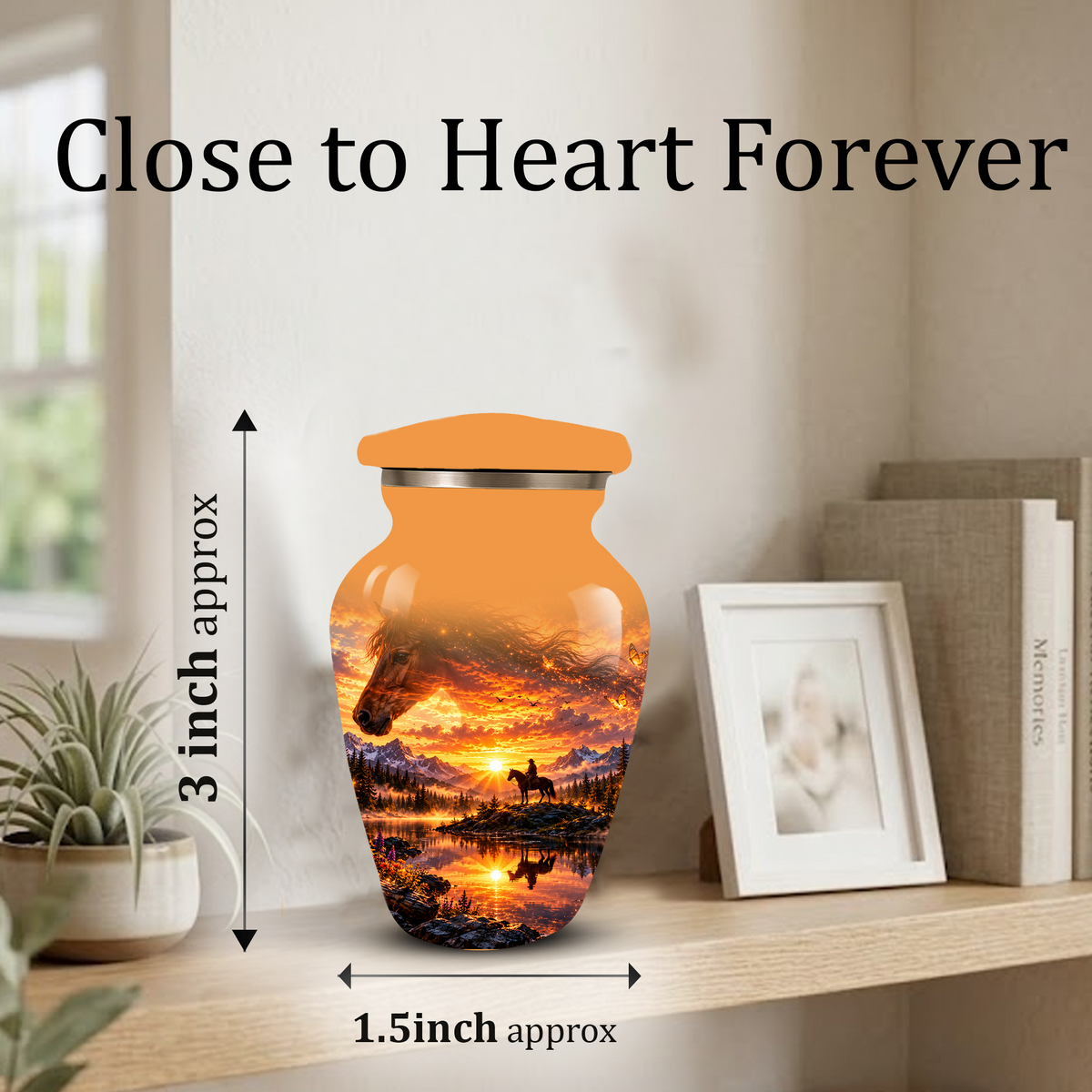 Personalized Horse Cremation Urn for Ashes, Horse Memorial Urn, Sunset Cowboy Urn