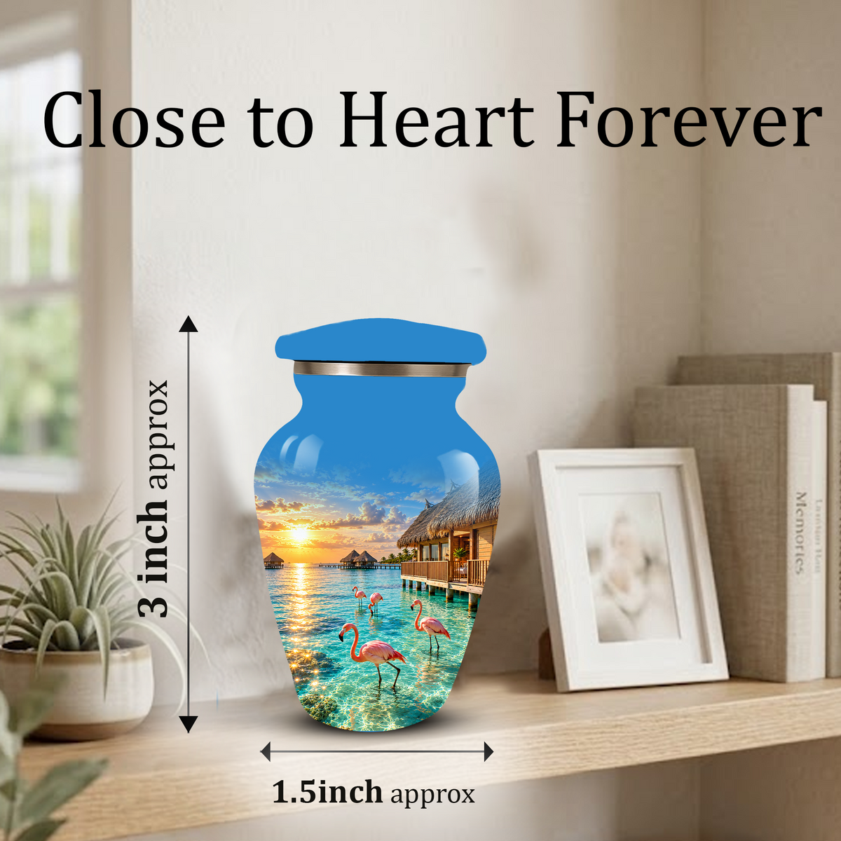 Adult Cremation Urn for Ashes, Personalized Aluminum Adult Urn, Tropical Beach Flamingo Memorial Urn