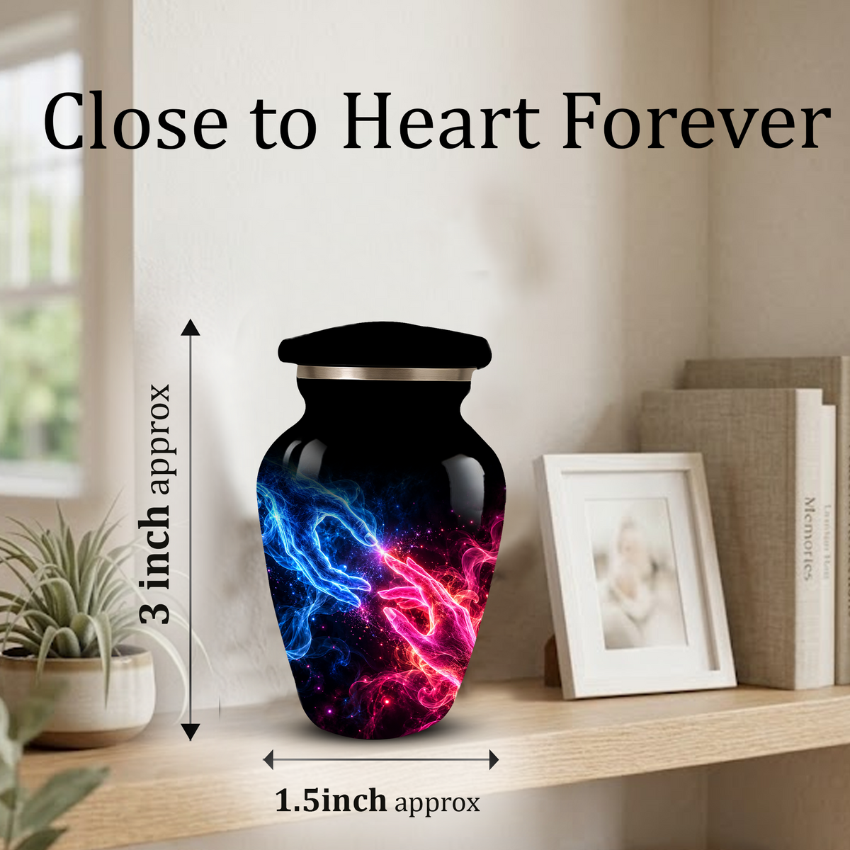 Cosmic Hands Cremation Urn for Adult Ashes, Blue and Pink Galaxy Memorial Urn, Personalized Funeral Urn for Human Ashes, Celestial Keepsake