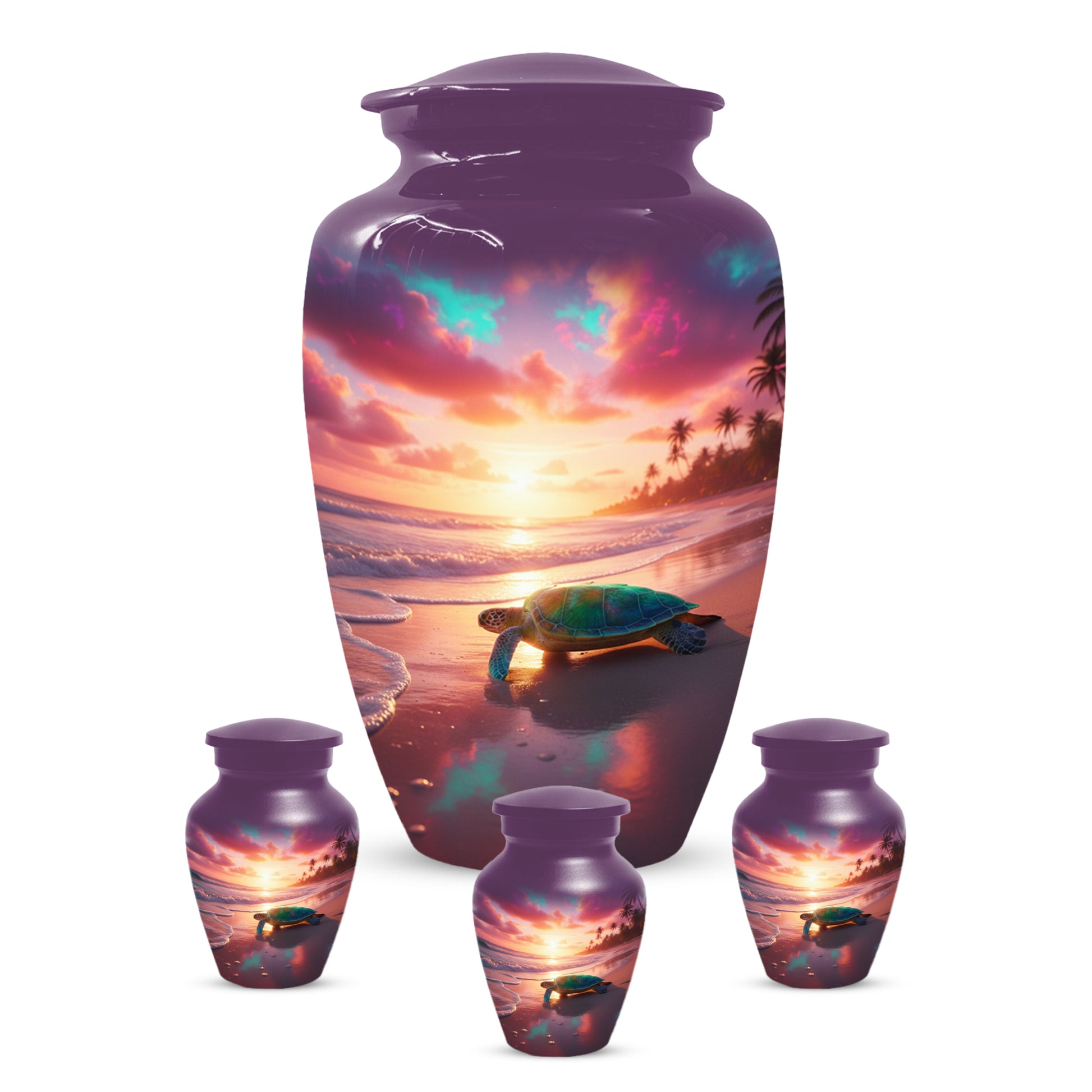 Sea Turtle Urn for Human Ashes | Beach Themed Adult Cremation Urn, Ocean Memorial Urn