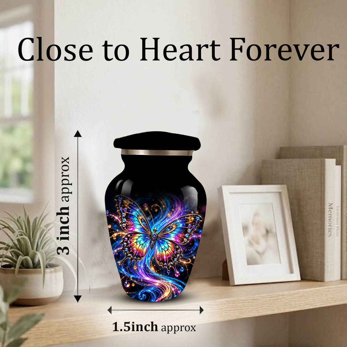 Colorful Butterfly Cremation Urn for Adult Ashes, Personalized Memorial Urn, Rainbow Butterfly Adult Urn for Human Ashes, Celestial Funeral Urn