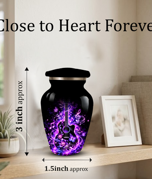 Personalized Guitar Cremation Urn for Ashes, Purple Music Memorial Urn, Custom Adult Cremation Urn
