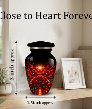 Red Rose Cremation Urn – Elegant Adult Memorial Urn for Ashes with Celestial Rose Design