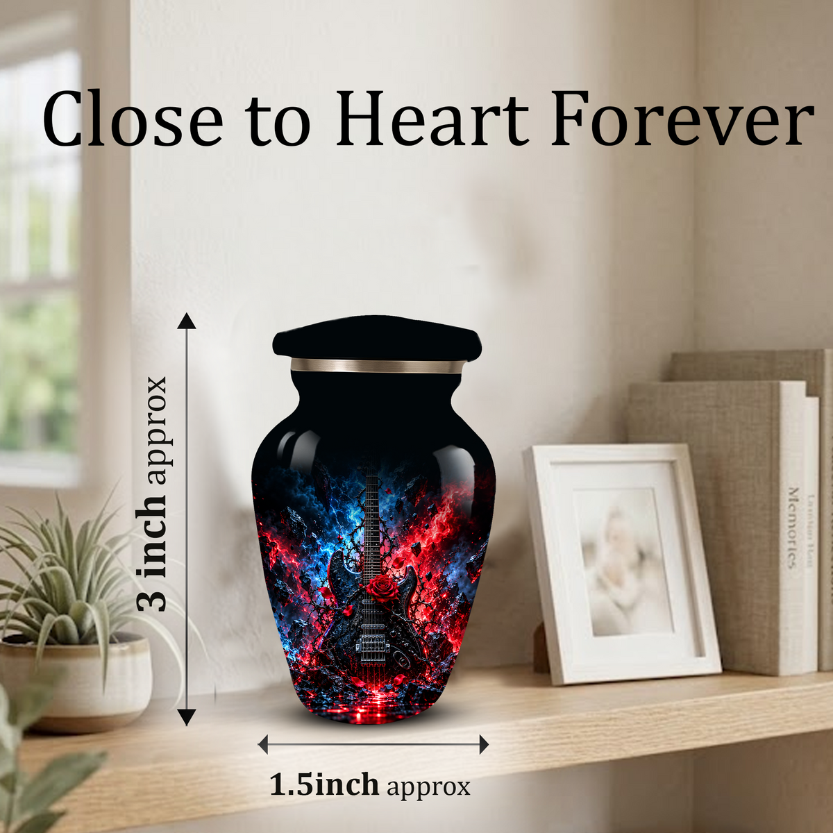 Personalized Electric Guitar Cremation Urn for Ashes, Black Adult  Memorial Urn, Music Lover Tribute Urn