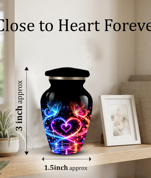 Personalized Butterfly Cremation Urn for Ashes, Heart Memorial Adult Urn, Blue and Red Cremation Urn