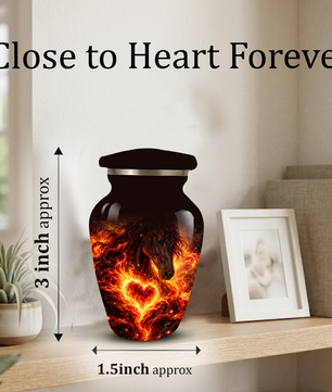 Personalized Horse Cremation Urn for Ashes, Fiery Horse Memorial Urn, Custom Equine Urn