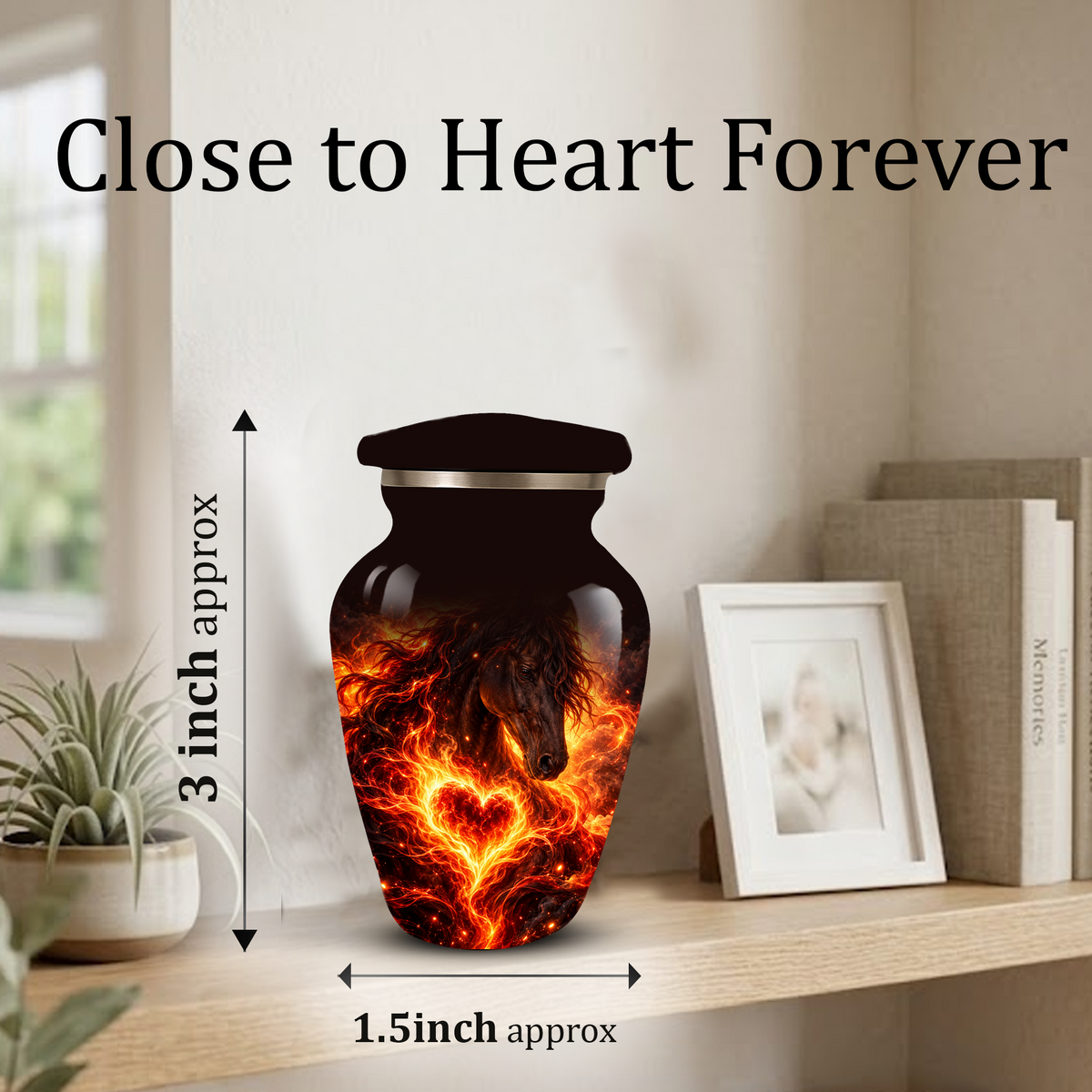 Personalized Horse Cremation Urn for Ashes, Fiery Horse Memorial Urn, Custom Equine Urn
