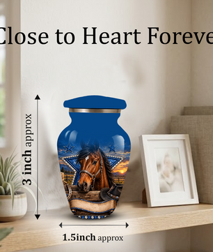 Adult Cremation Urn for Ashes – Western Cowboy Horse Adult Urn, Personalized Adult Memorial Urn