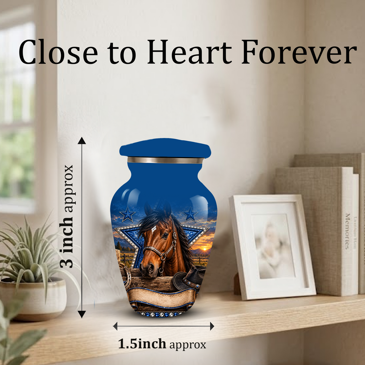 Adult Cremation Urn for Ashes – Western Cowboy Horse Adult Urn, Personalized Adult Memorial Urn