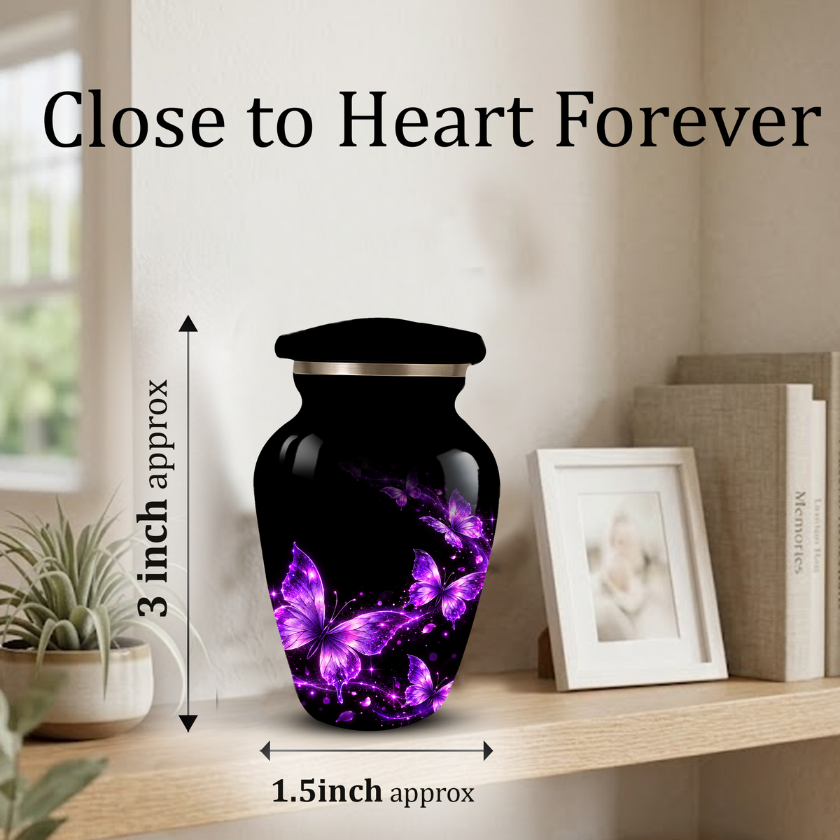 Purple Butterfly Cremation Urn for Ashes | Personalized Adult Memorial Urn | Handmade Butterfly Urn for Human Ashes