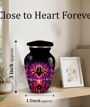 Black Spider Cremation Urn – Gothic Spider Web Adult Memorial Urn for Ashes