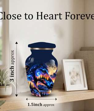 Personalized Horse Cremation Urn for Ashes, Cosmic Galaxy Horse Adult Memorial Urn, Custom Aluminum Urn