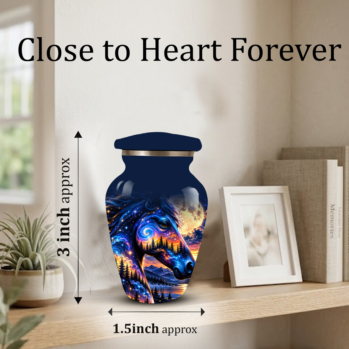 Personalized Horse Cremation Urn for Ashes, Cosmic Galaxy Horse Adult Memorial Urn, Custom Aluminum Urn