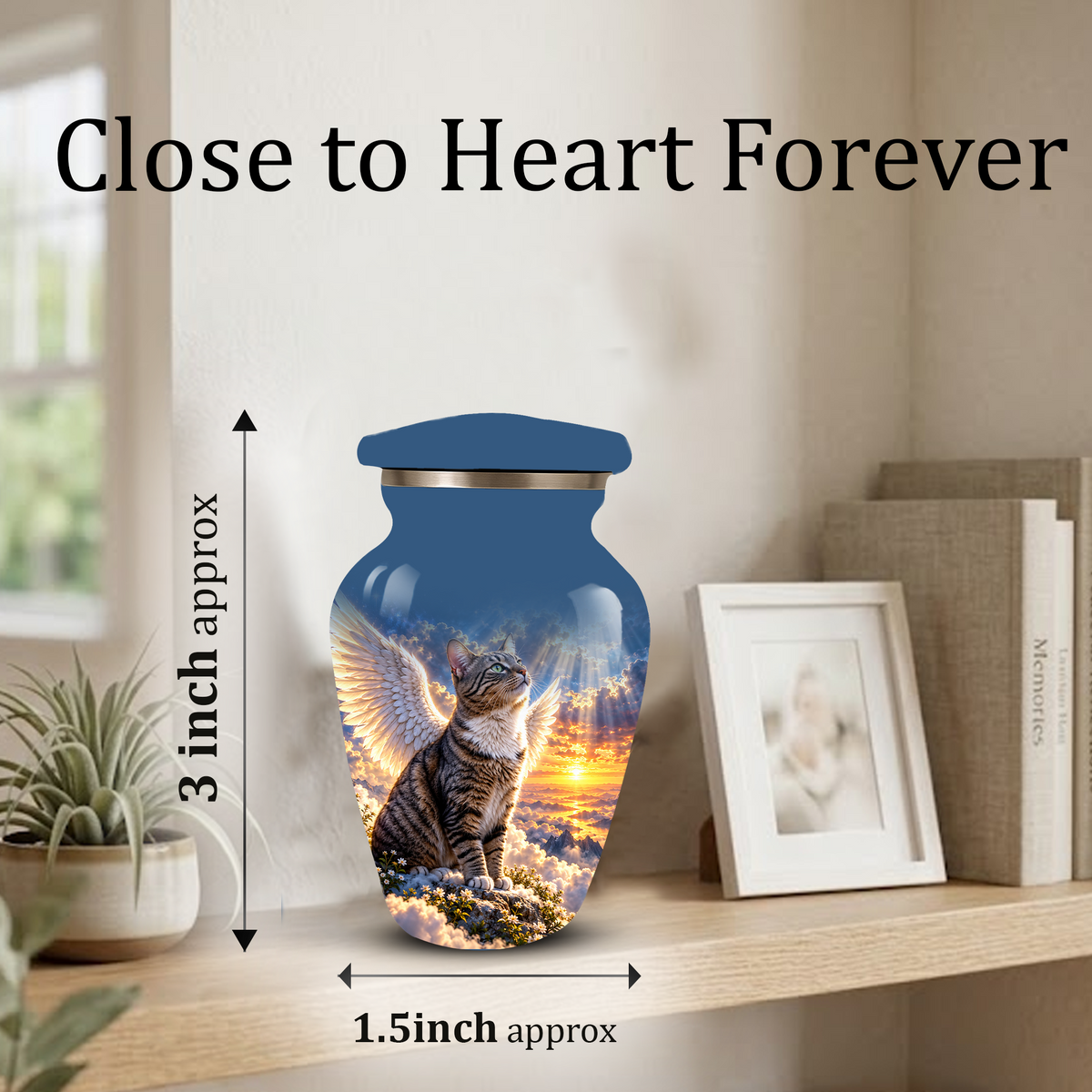 Angel Cat Cremation Urn for Ashes,Heavenly Cat Memorial with Wings, Custom Pet Lover Urn