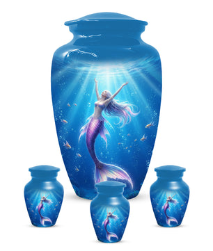 Ocean Mermaid Urn for Mom – Personalized  Memorial Urns for Female