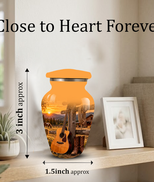 Personalized Cowboy Cremation Urn for Ashes, Country Music Guitar Design, Custom Adult Urn