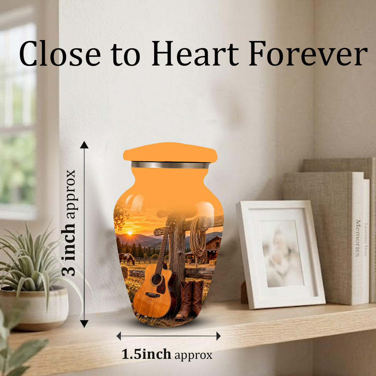 Personalized Cowboy Cremation Urn for Ashes, Country Music Guitar Design, Custom Adult Urn