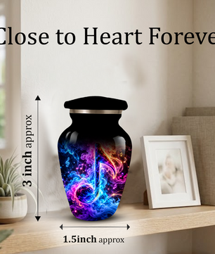 Musical Note Cremation Urn for Adult Ashes, Colorful Galaxy Music Memorial Urn, Adult Cremation Urn with Glowing Neon Treble Clef Artwork