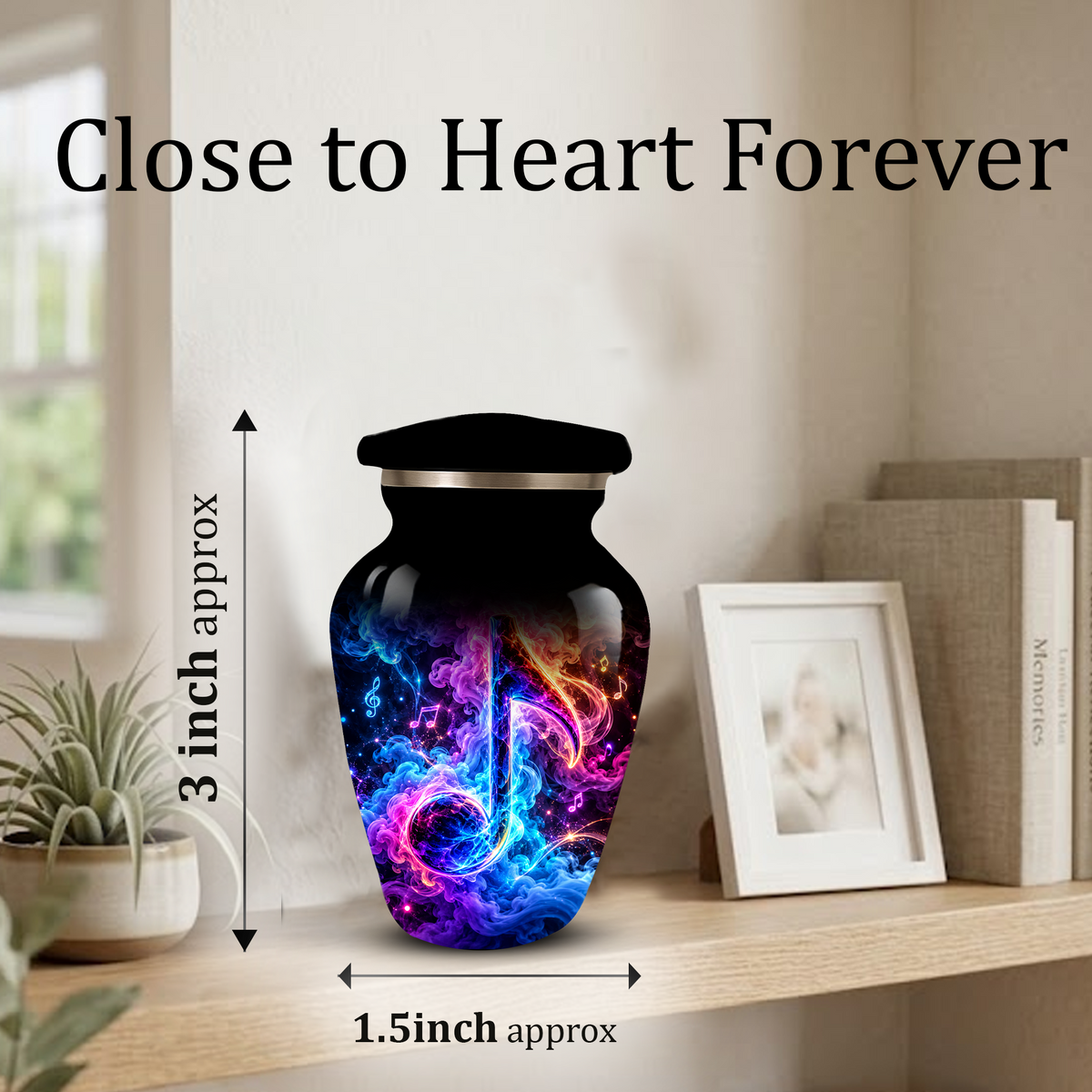 Musical Note Cremation Urn for Adult Ashes, Colorful Galaxy Music Memorial Urn, Adult Cremation Urn with Glowing Neon Treble Clef Artwork