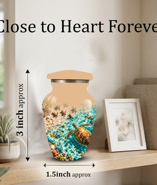 Personalized Sea Turtle Memorial Urn, Aluminum Ocean Beach Urn for Human Ashes