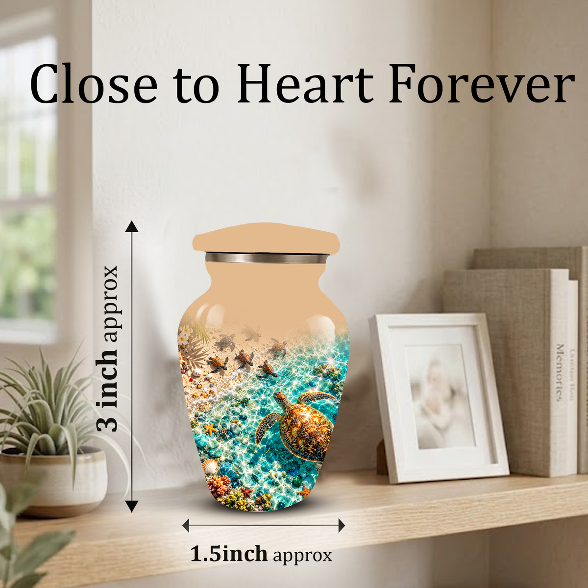 Personalized Sea Turtle Memorial Urn, Aluminum Ocean Beach Urn for Human Ashes