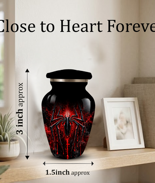 Black Spider Cremation Urn with Red Gothic Design – Adult Urn for Ashes