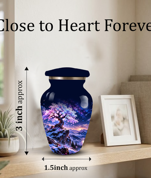 Personalized Adult Cremation Urn for Ashes, Pink Cherry Blossom Tree Memorial Urn, Custom Aluminum Urn