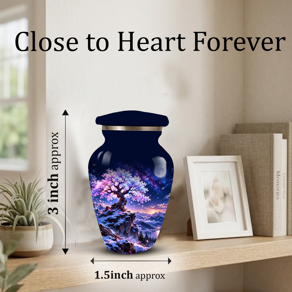 Personalized Adult Cremation Urn for Ashes, Pink Cherry Blossom Tree Memorial Urn, Custom Aluminum Urn