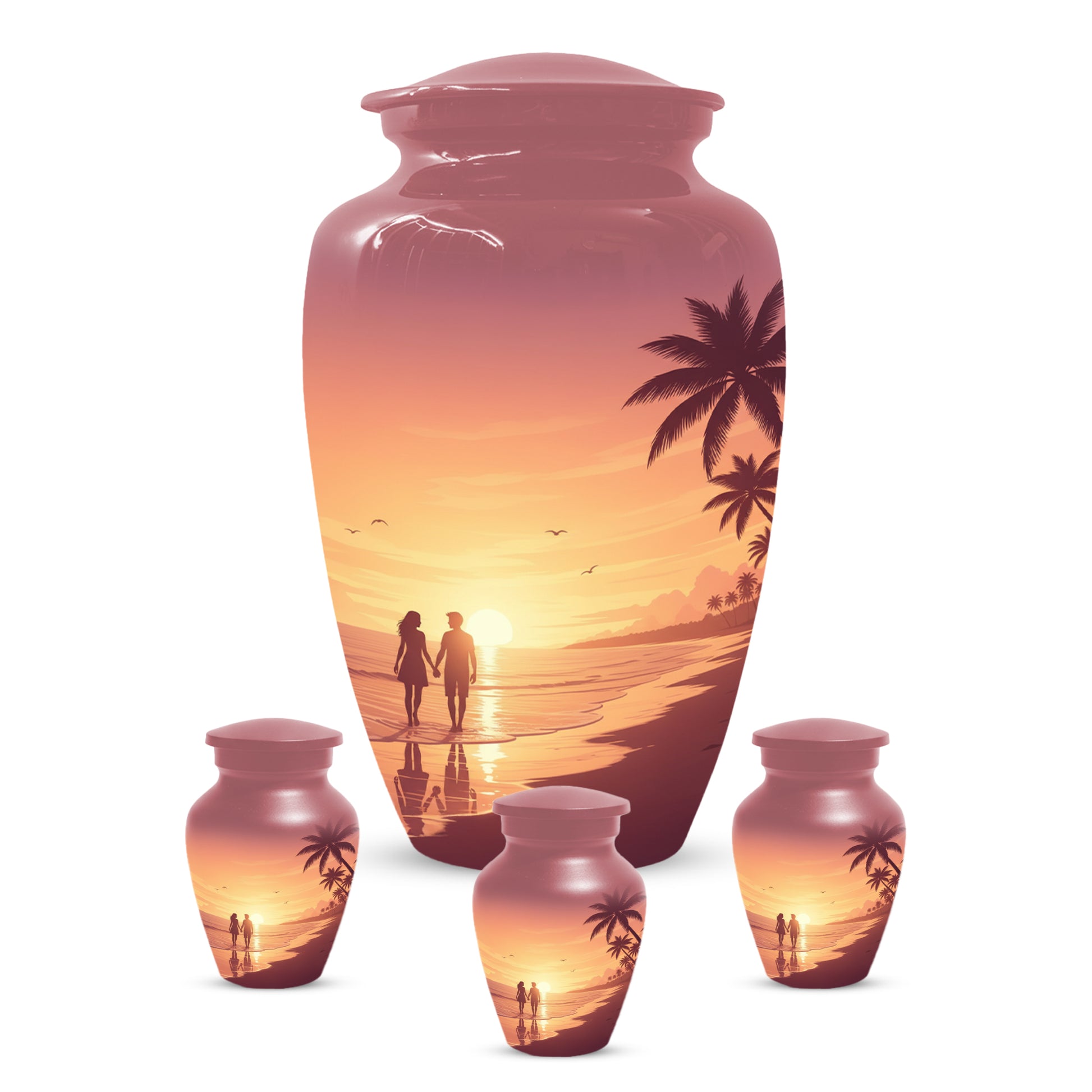 Beach Sunset Cremation Urn for Human Ashes | Personalized Adult Urn, Ocean Theme Urn & Beach Keepsake Urn