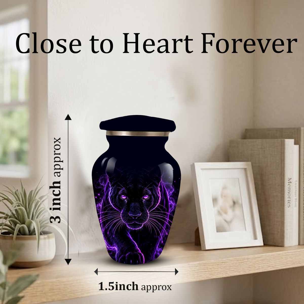 Black Panther Cremation Urn for Ashes | Personalized Panther Memorial Urn | Purple Panther Adult Urn