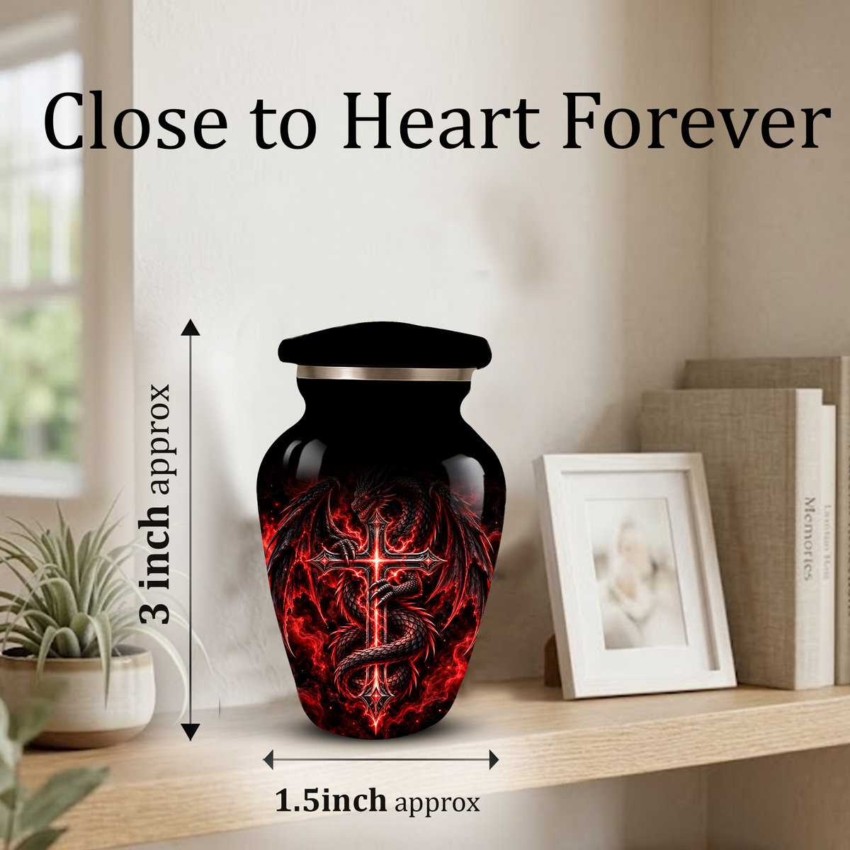 Red Dragon Cremation Urn – Dragon & Cross Adult Memorial Urn for Ashes