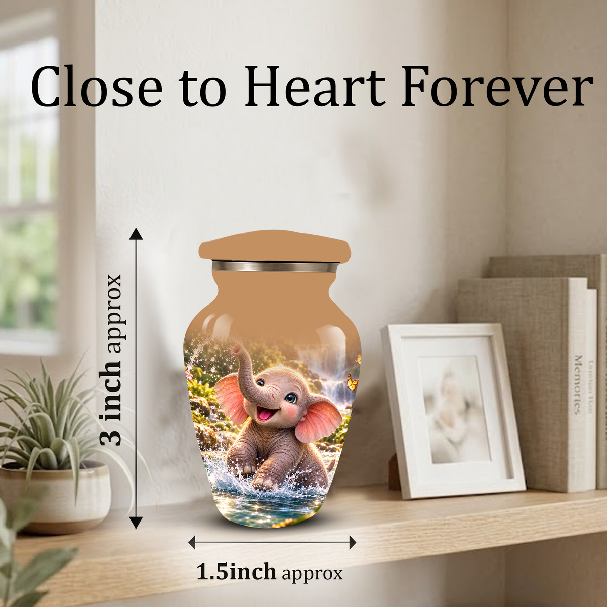 Cute Elephant Cremation Urn for Ashes | Personalized Elephant Memorial Urn | Baby Elephant Urn