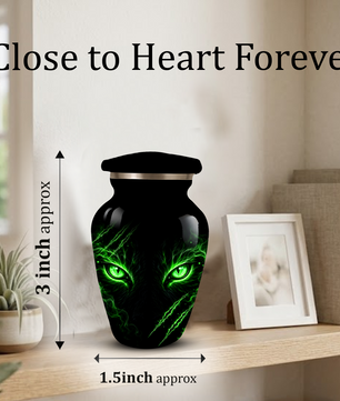 Adult Cremation Urn – Black Panther Green Eyes Memorial Urn for Adult Ashes