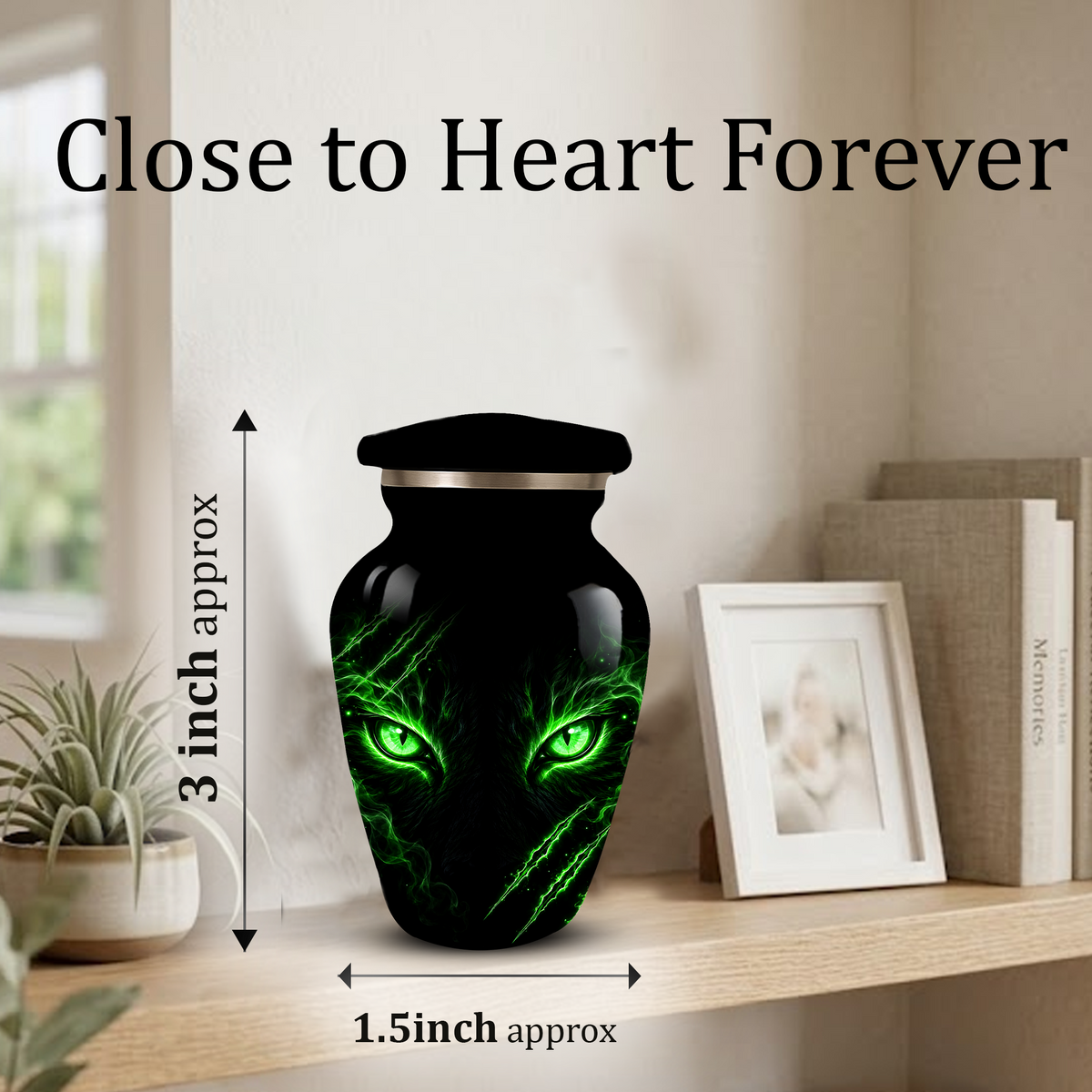 Adult Cremation Urn – Black Panther Green Eyes Memorial Urn for Adult Ashes
