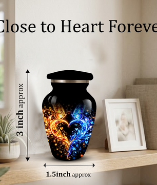 Butterfly Cremation Urn for Adult Ashes, Blue and Gold Butterflies Memorial Urn