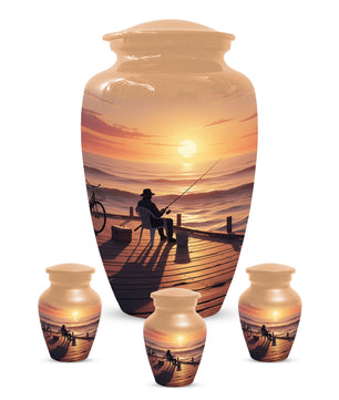 Beautiful Fishing Urn for Dad | Gone Fishing Cremation Urn for Adult & Male Ashes