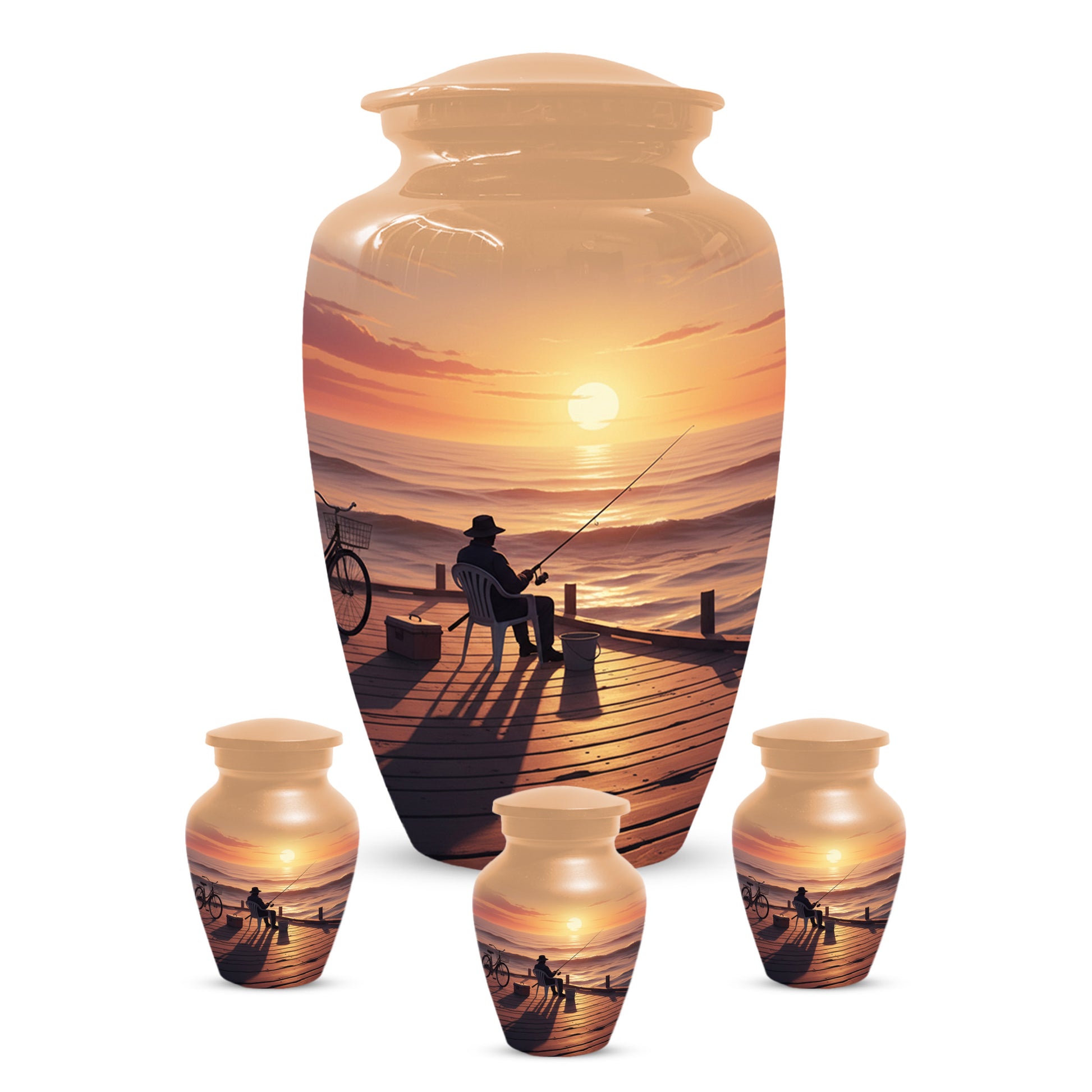 Beautiful Fishing Urn for Dad | Gone Fishing Cremation Urn for Adult & Male Ashes