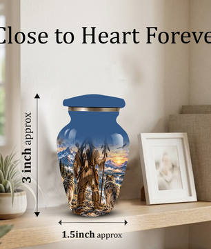 Adult Cremation Urn for Ashes | Personalized Adult Urn | Handmade Memorial Urn with Mountain & Wolf Design