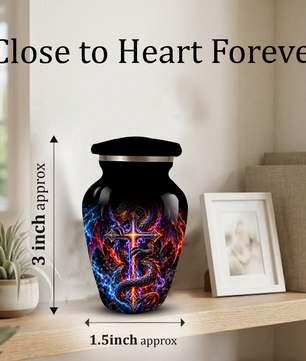 Adult Cremation Urn – Dragon & Cross Memorial Urn for Adult Ashes