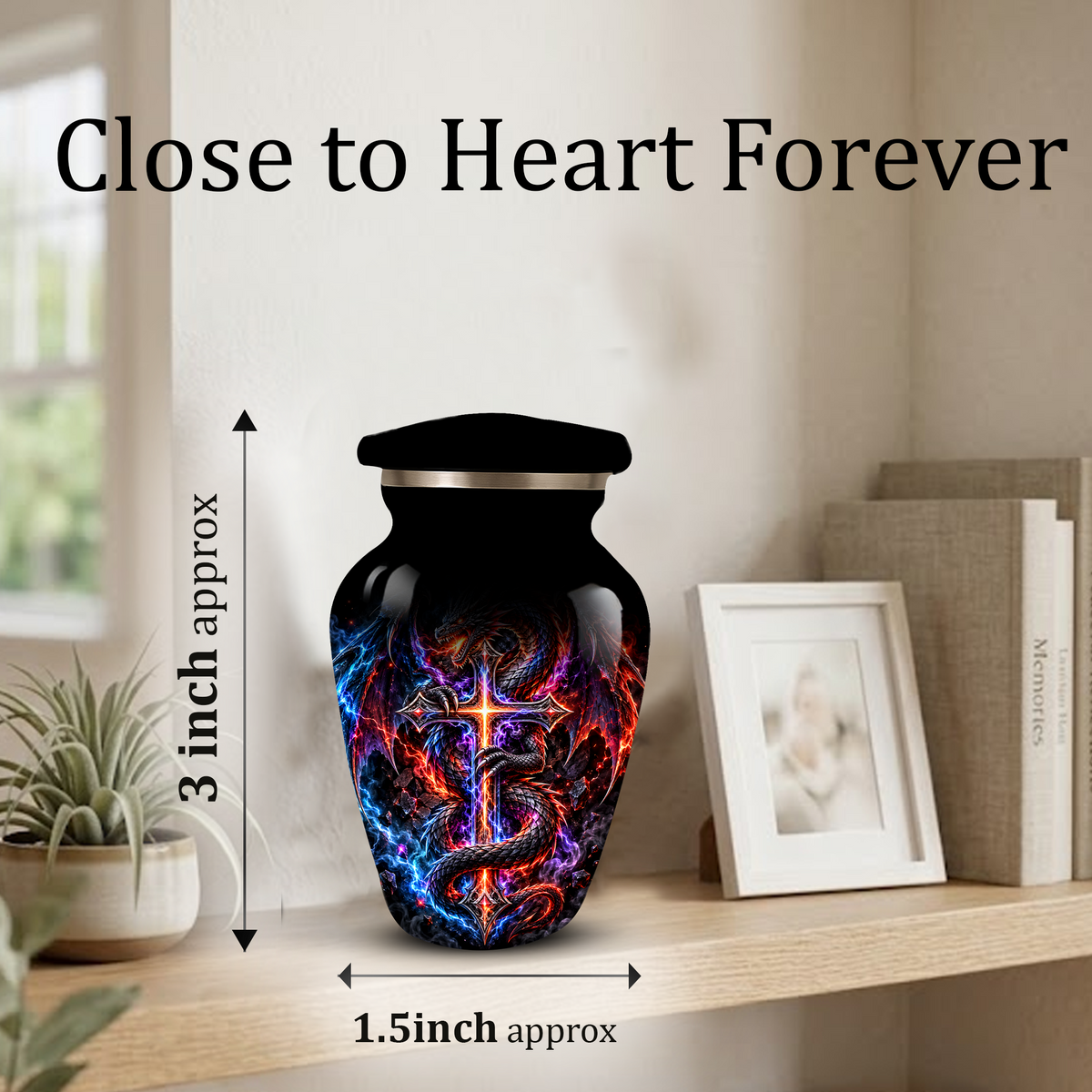 Adult Cremation Urn – Dragon & Cross Memorial Urn for Adult Ashes