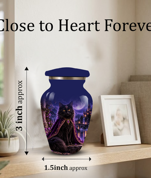 Personalized Cat Urn for Ashes | Custom Pet Urn for Cats | Handmade Metal Cat Memorial Urn