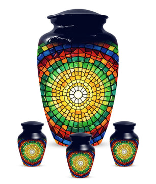 Stained Glass Memorial Urn for Ashes – Custom Rainbow Mosaic Cremation Urn for Mom& Dad - Women & Men,