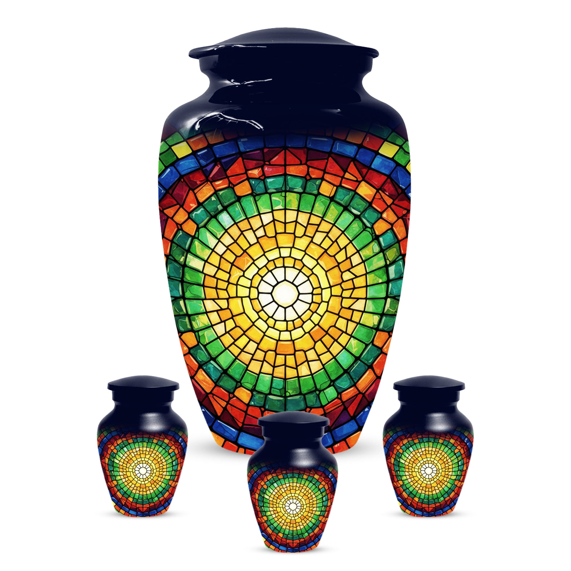 Stained Glass Memorial Urn for Ashes – Custom Rainbow Mosaic Cremation Urn for Mom& Dad - Women & Men,