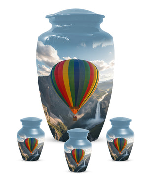 Hot Air Balloon Cremation Urn for Adult Ashes | Scenic Mountain & Waterfall Memorial Adult Urn