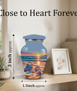 Adult Cremation Urn for Ashes, Personalized Seashell Beach Sunset Urn