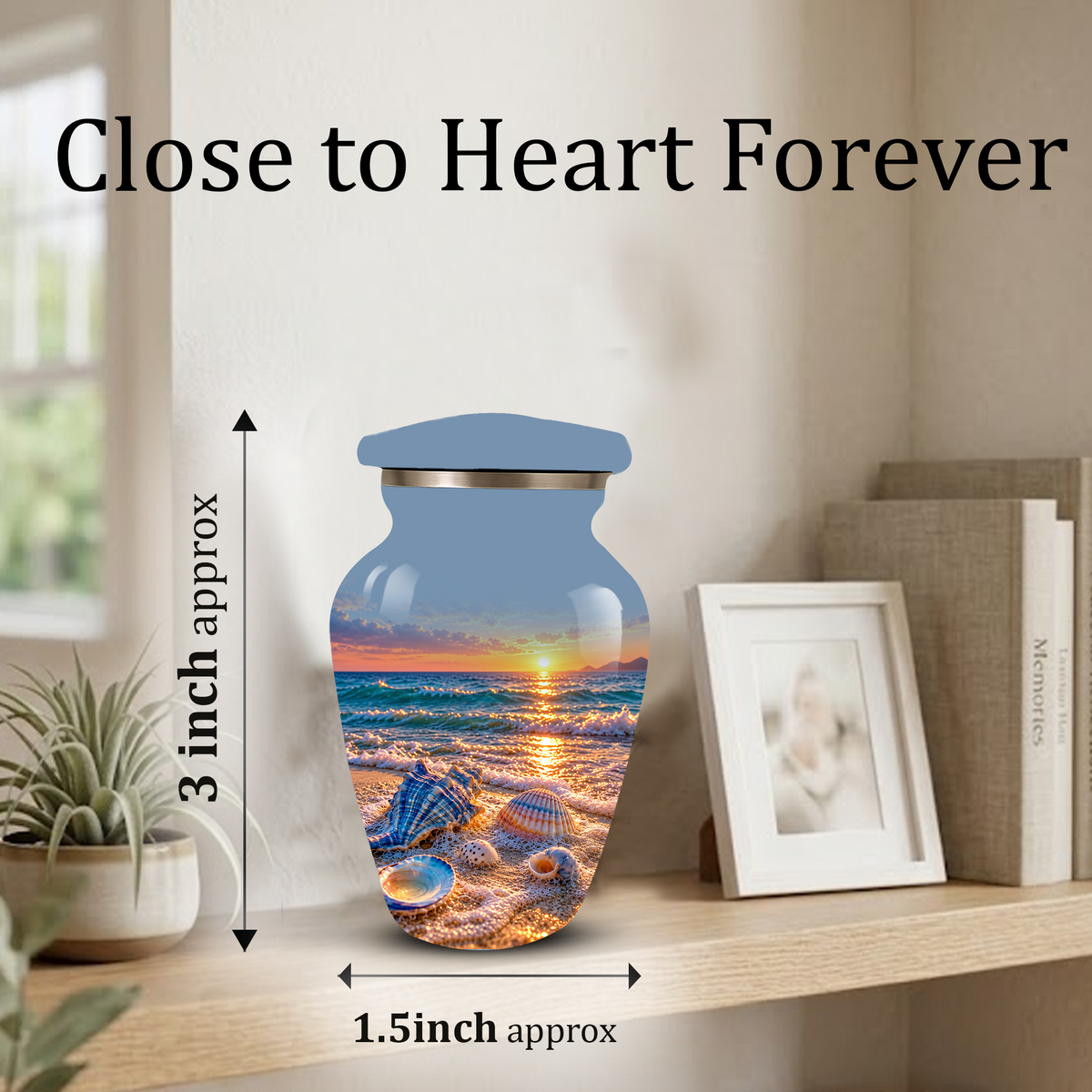 Adult Cremation Urn for Ashes, Personalized Seashell Beach Sunset Urn