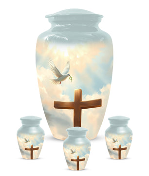Christian Cross Cremation Urn for Mom – Dove Memorial Urn for Ashes