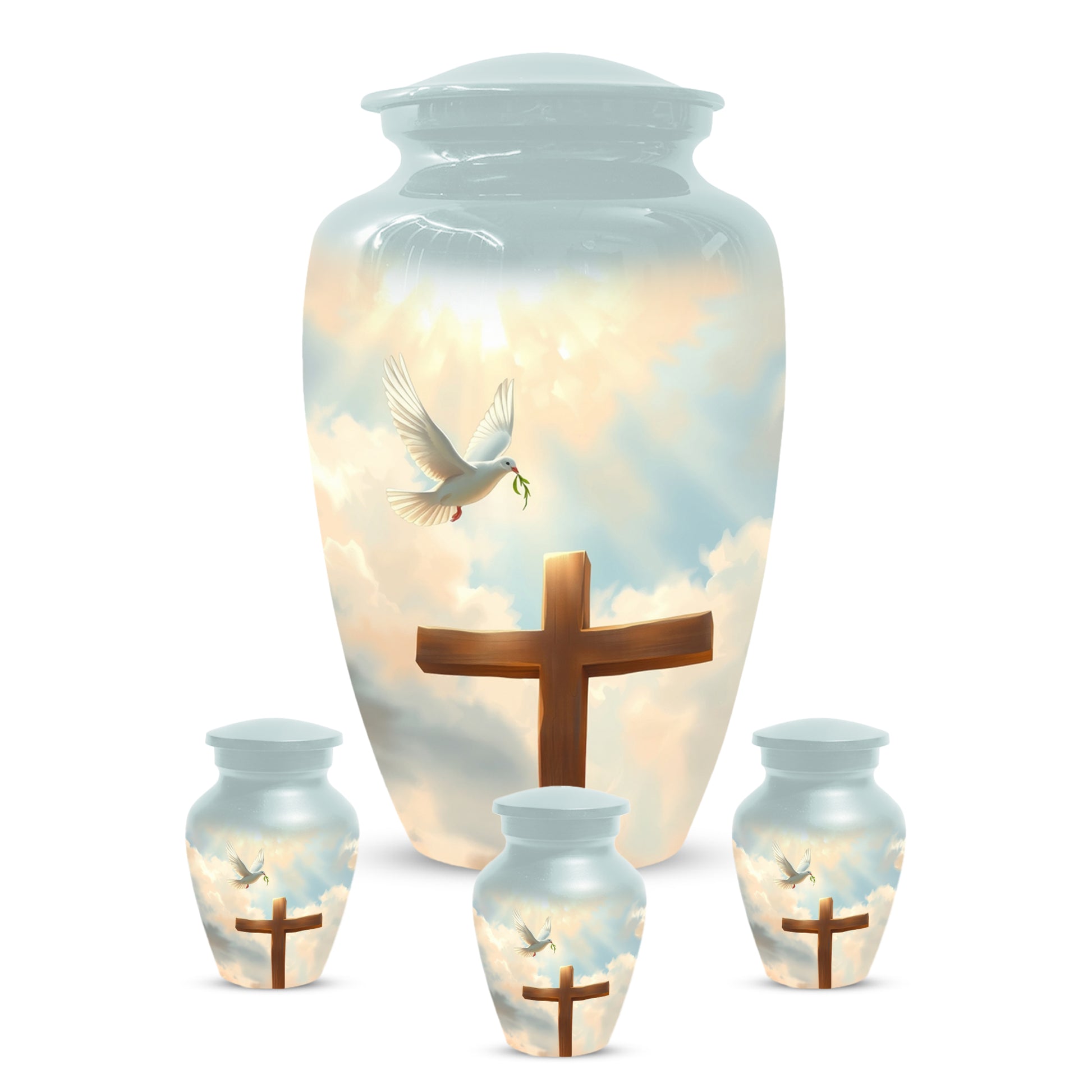 Christian Cross Cremation Urn for Mom – Dove Memorial Urn for Ashes