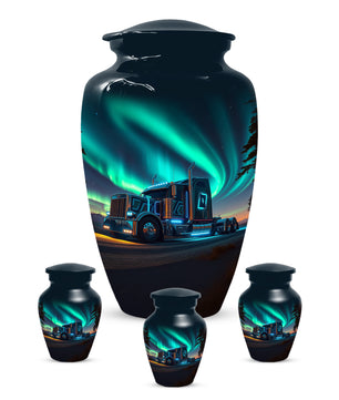 Semi Truck Cremation Urn for Ashes - Personalized Trucker Memorial for Dad | Big Rig Funeral Urns for Adult Male
